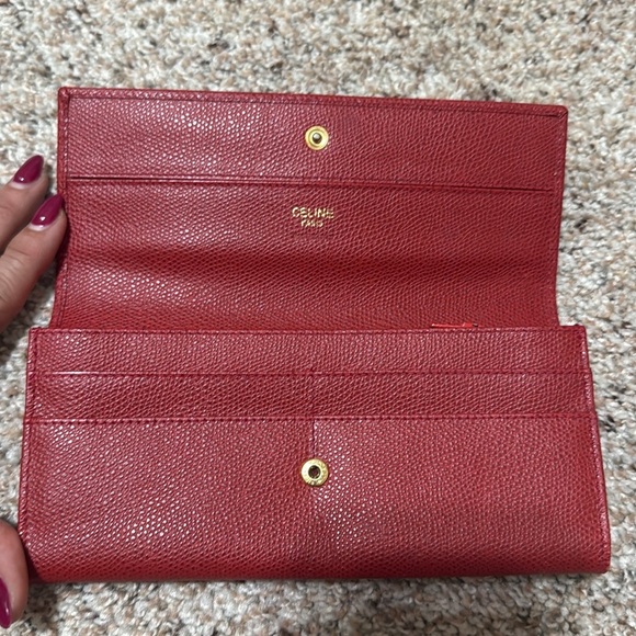 Celine Long Red Leather Wallet - Picture 3 of 8
